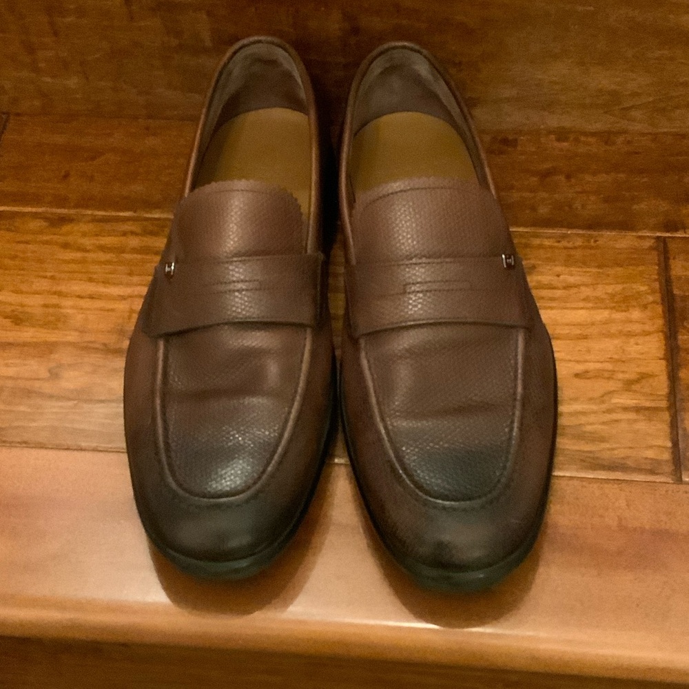 Bally Dark Brown Leather Slip-On Loafers - Picture 1 of 6